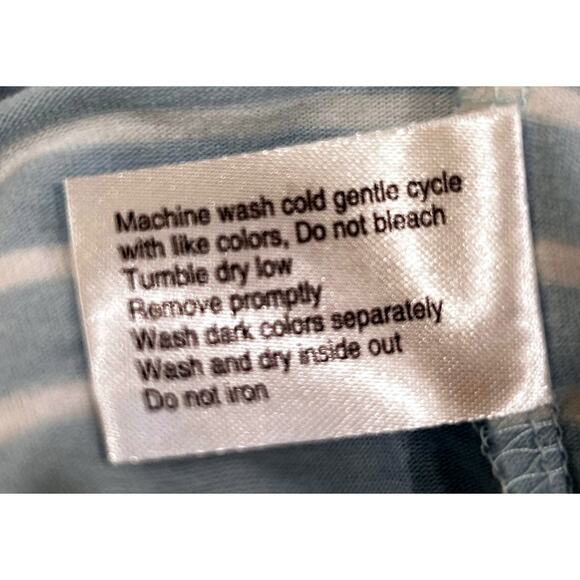 Karen Neuburger Live Love Lounge Blue White Tie Waist 3/4 Sleeve Top - Picture 9 of 9